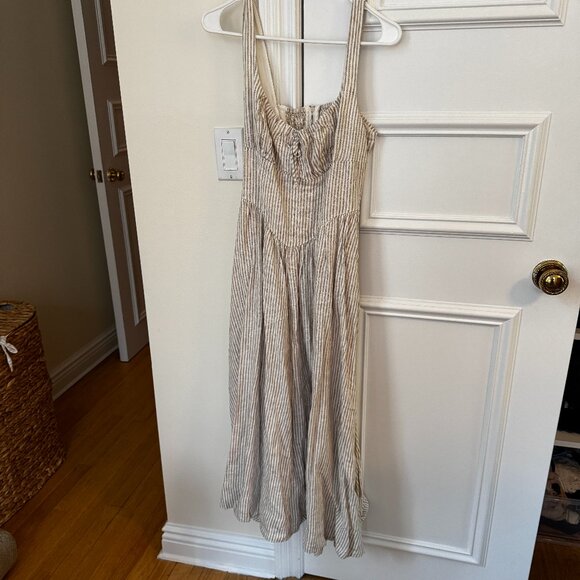 Reformation Balia Linen Dress Natural - Size 8 - Picture 2 of 3
